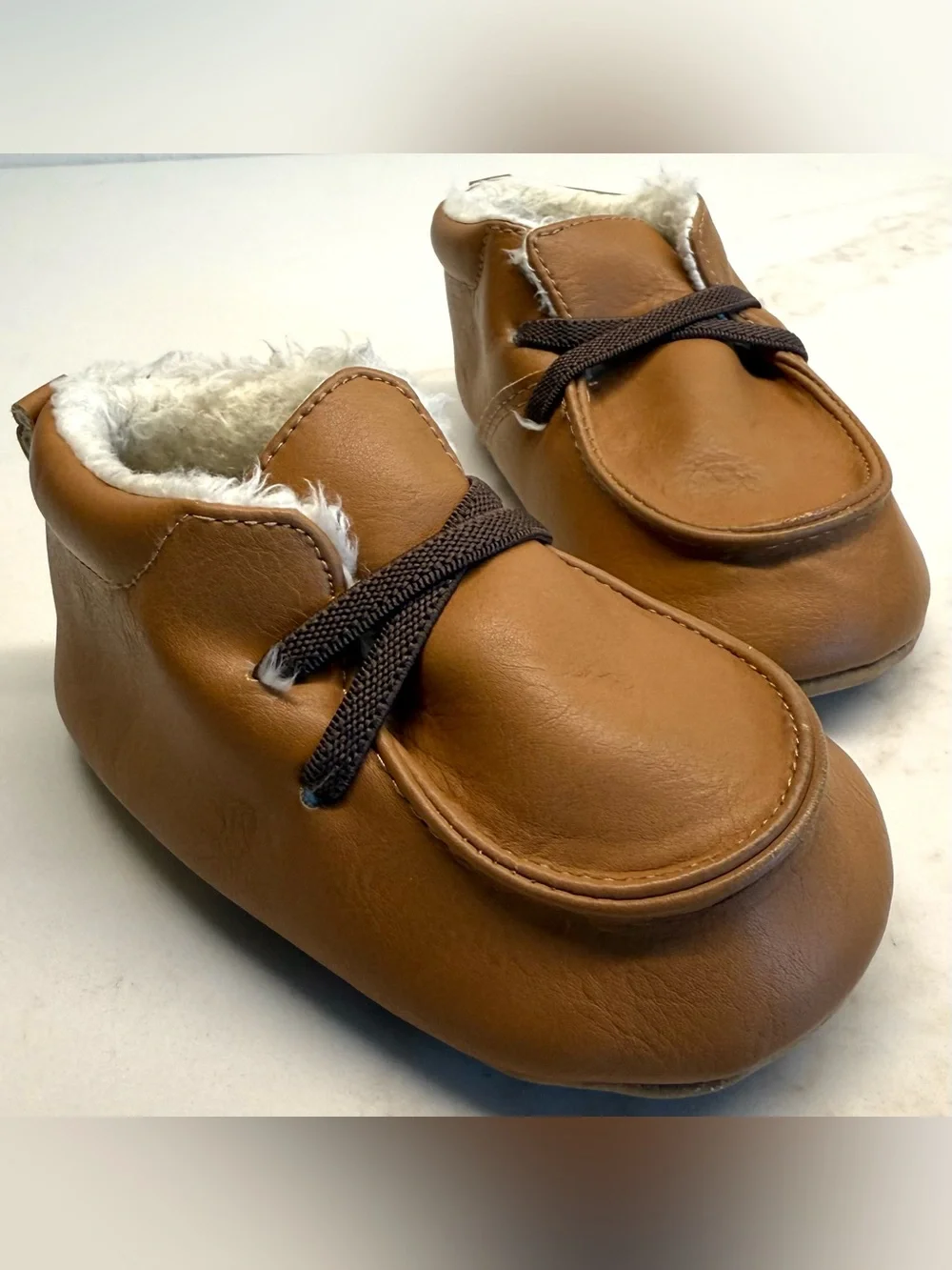 Baby B’gosh Brown Faux Fur Lined Moccasin Shoes 9-12M